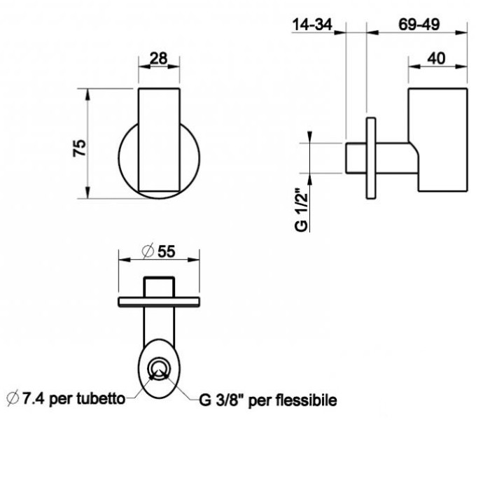 Gessi Запорный кран-фильтр под раковину с подводом воды на 1/2”, 28733#031 цвет: хром