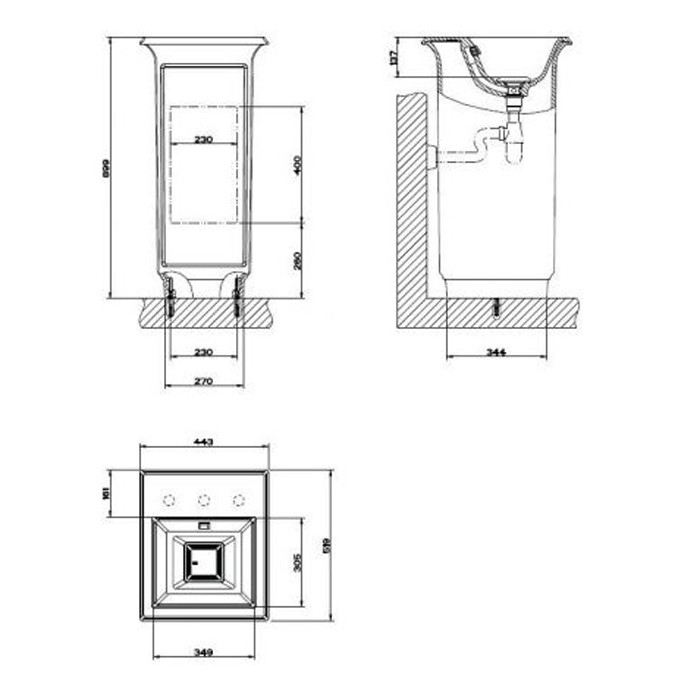 Gessi Раковина 56х42 см, без отв., накладная/встраиваемая, без перелива, Eleganza, 46805#516 цвет: белый