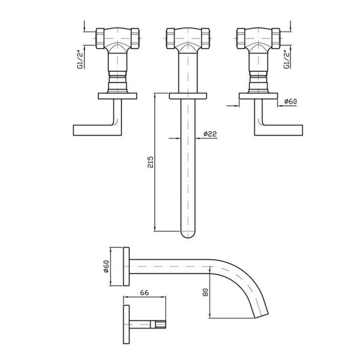 Zucchetti скрытая часть для настенного смесителя, арт. r99504
