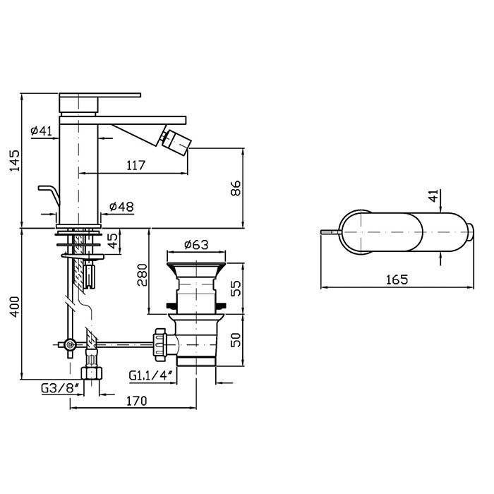 Zucchetti смеситель для биде, на 1 отв., с донным клапаном, octo, brushed british gold pvd арт. zoc379.p31