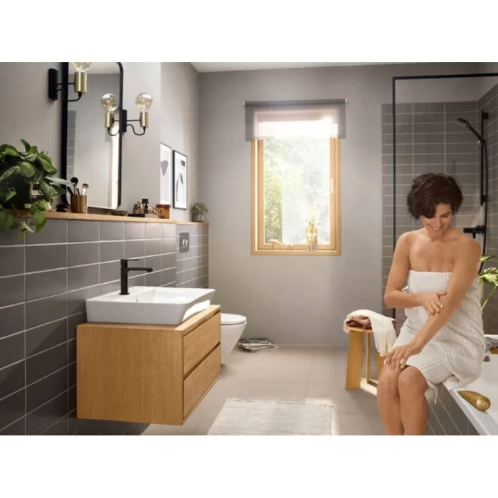 Hansgrohe смеситель для раковины с донным клапаном coolstart, Rebris E, черный арт. 72559670