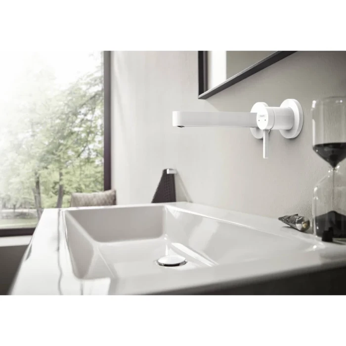 Hansgrohe смеситель для раковины с выпуском, Finoris, белый арт. 76051700