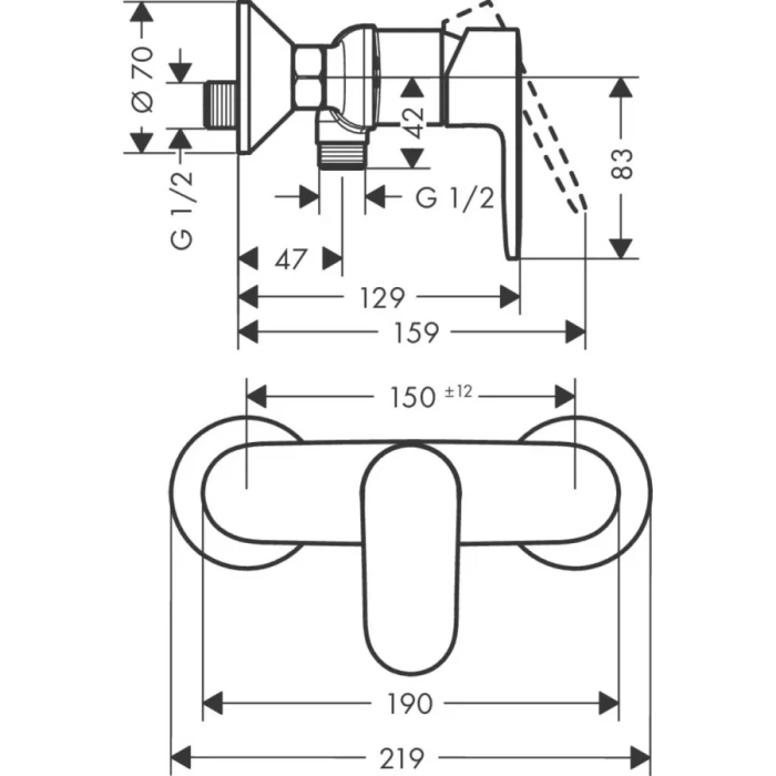 Hansgrohe смеситель для душа, Vernis Blend, черный арт. 71640670