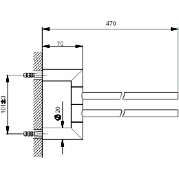 Cisal держатель полотенца 47 см sy09021021 system цвет: хром