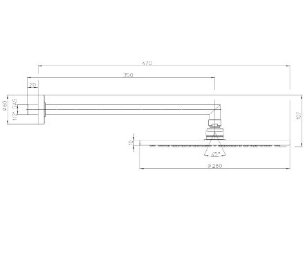 Bossini верхний душ 1 режим, cosmo, черный арт. h70596i.073