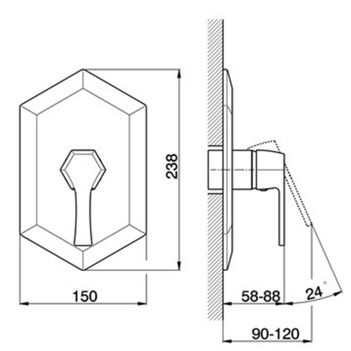 Cisal встраиваемый однорычажный смеситель для душа ce00300021 cherie, цвет: хром