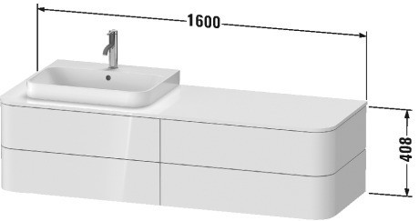 Duravit тумба подвесная для консоли plus скандинавский, happy d.2 plus, hp4974b3939 цвет: скандинавский белый