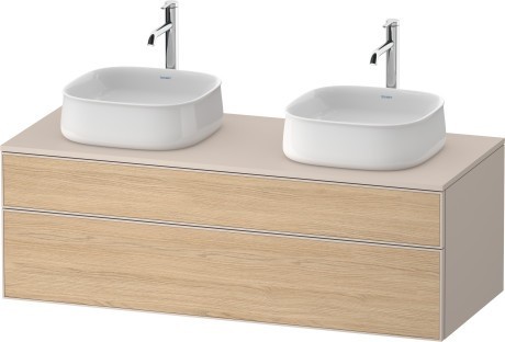 Duravit тумба подвесная под две раковины 550 мм х 1300 мм х 442 мм, zencha, ze4823b30830000 цвет: натуральный дуб/серо-коричневый суперматовый