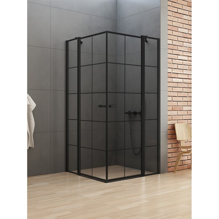 Душевое ограждение 90x90x195, New trendy New soleo black, черный арт. K-0580