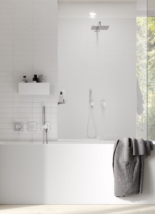 Keuco встраиваемый запорный вентиль с выводом для шланга c держателем для лейки, с рукояткой pure, с квадратной розеткой, ixmo, хром арт. 59541 010202