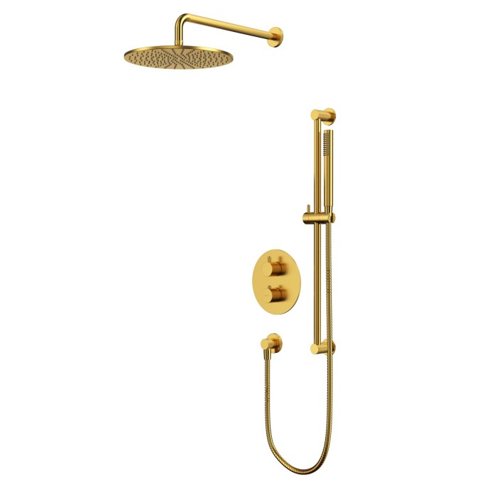 Термостатическая душевая система скрытого монтажа, Whitecross Y brushed gold, брашированное золото арт. YSET09GLB