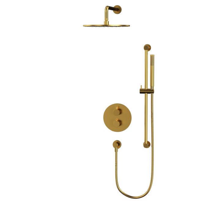 Термостатическая душевая система скрытого монтажа, Whitecross Y brushed gold, брашированное золото арт. YSET09GLB