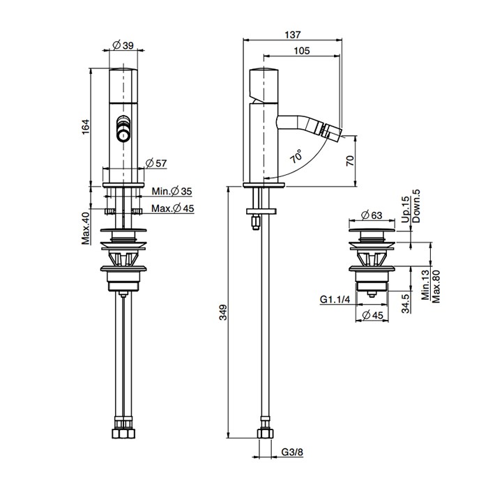 Fima Carlo Frattini смеситель для биде, на 1 отв., с донным клапаном, so, золото арт. f3182or