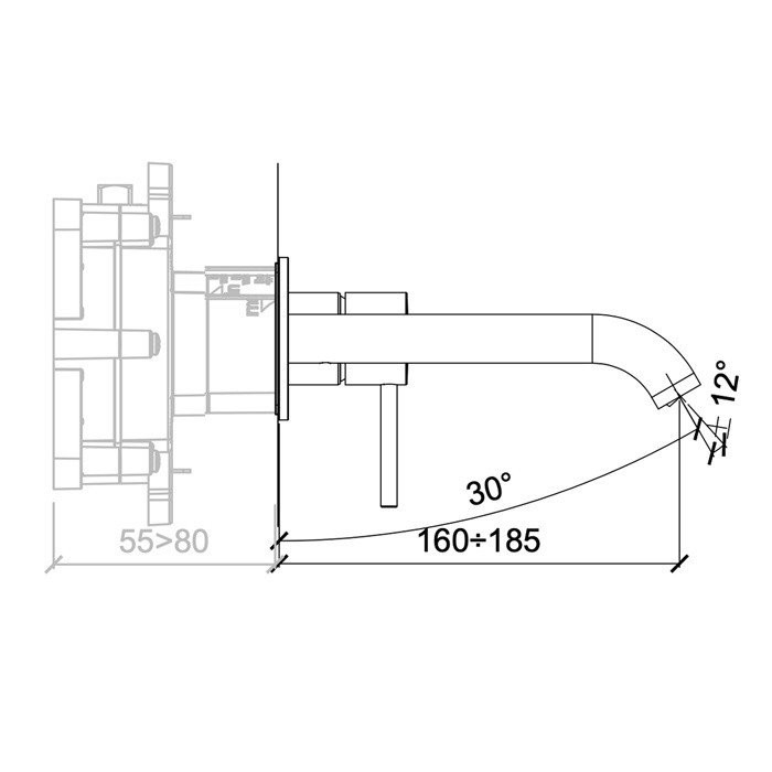 Настенный смеситель для раковины, Almar Mixers, графит арт. E210054.GM