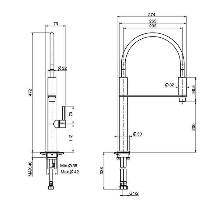 Fima Carlo Frattini смеситель для кухни, на 1 отв., с выдвижной лейкой, kitchen, золото арт. f7047or