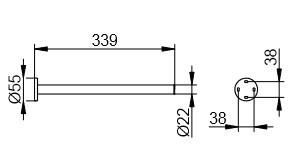 Keuco держатель для полотенца одинарный 340 мм, plan, gres pietra grey opaco арт. 14923 370000