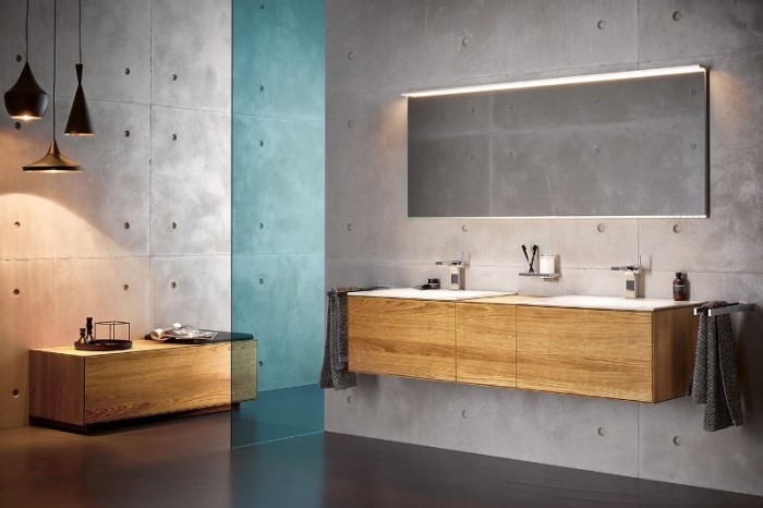 Keuco тумба под умывальник, 1400х400х535 мм отверстие слева 1 ящик фасад дуб, edition lignatur, арт. 33351 700111