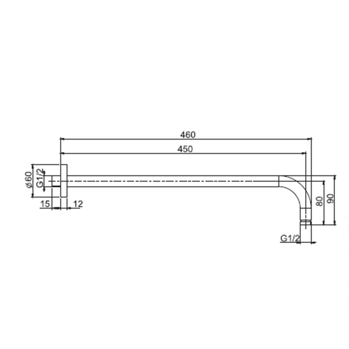Fima Carlo Frattini держатель верхнего душа 450 мм., для монтажа на стену wellness, золото арт. f2138or.45