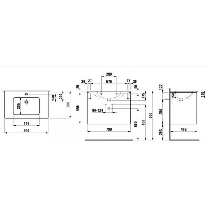 LAUFEN тумба с раковиной 80x50, PRO S - 8.6496.1.260.104.1