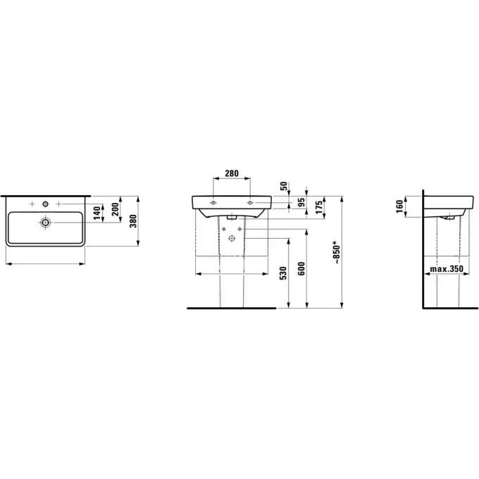 LAUFEN пьедестал для раковин pro/pro s, PRO S - 8.1995.0.000.000.1