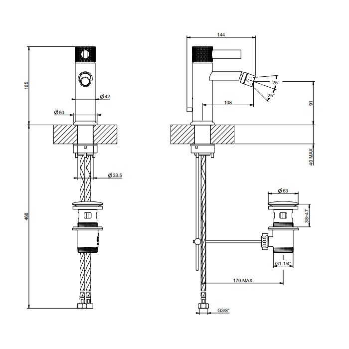Gessi Смеситель для биде, 1 отв., Inciso, 58007#031 цвет: хром