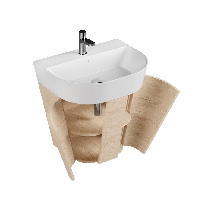 Azzurra тумба подвесная 60х47х64.5см, с 2 дверцами, с раковиной, Azzurra, MBF 65S N FMLP06550T0MBI*1 SIF/MB цвет: olmo naturale