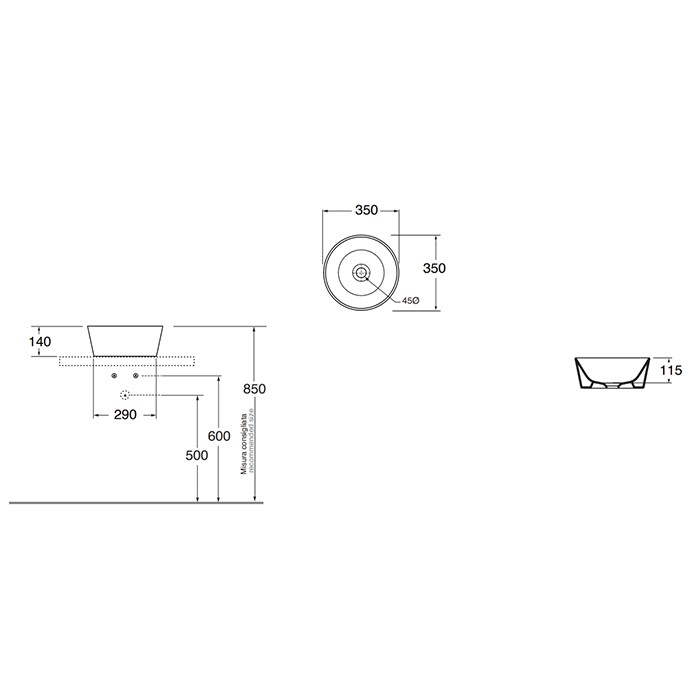 Azzurra раковина-чаша 35х35х14см., без отв., Azzurra, FMLA035140C0BI*0 цвет: белый