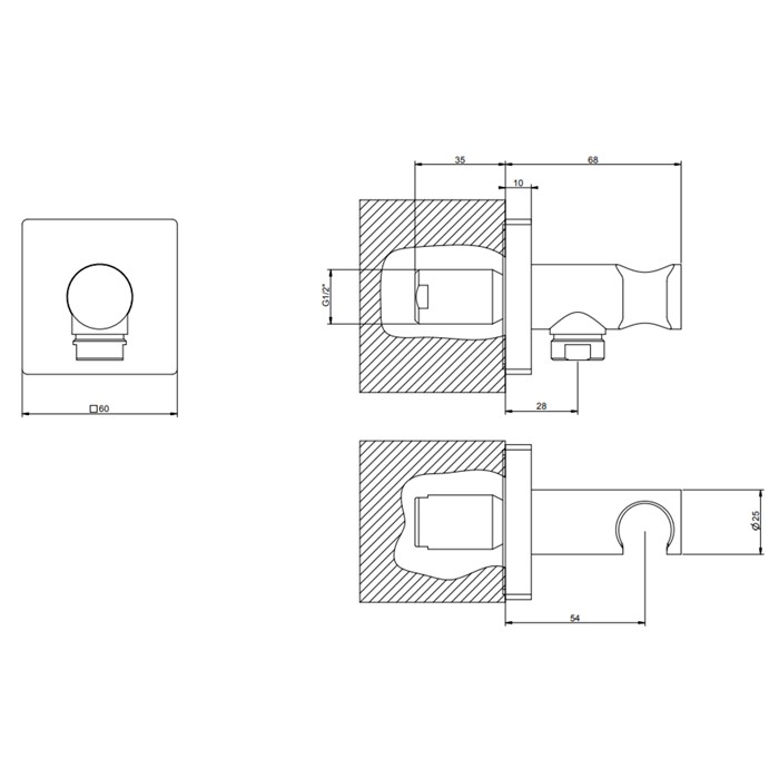 Gessi Вывод воды с держателем для душевой лейки на 1/2", Rilievo, 59161#031 цвет: хром