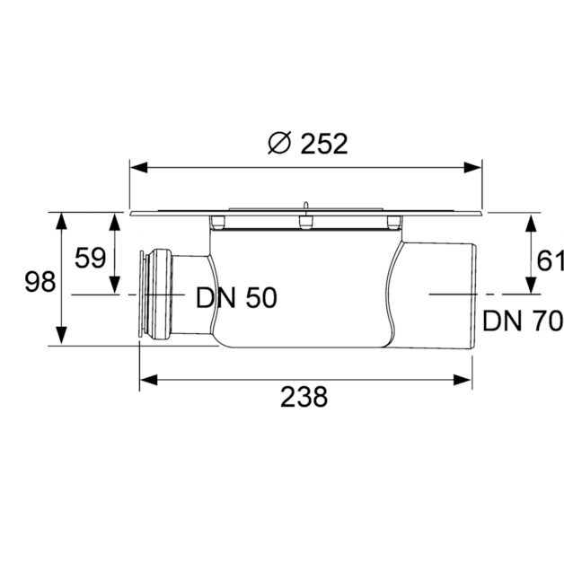 TECE сифон горизонтальный dn70, drainpoint s - 3603500