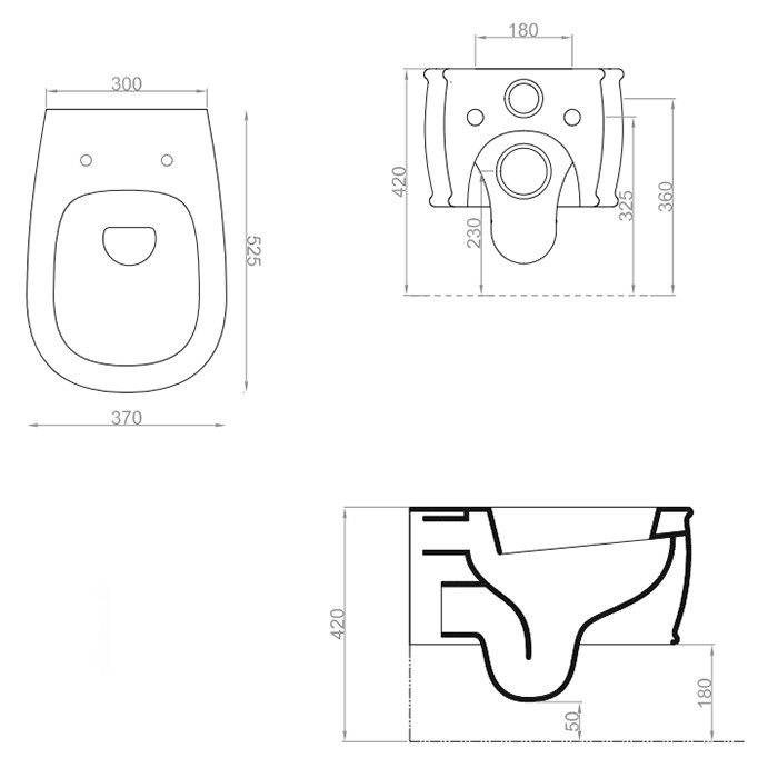 Унитаз подвесной Rimless 36х52 см, черный, Art Ceram Atelier арт. ATV001 03 00