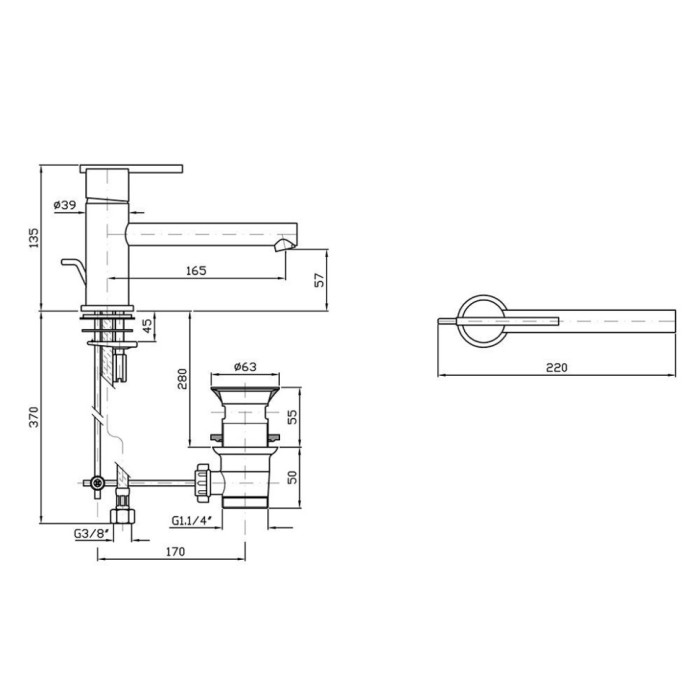 Zucchetti однорычажный смеситель для раковины на 1 отверстие с удлиненным изливом и донным клапаном, zxs, хром арт. zxs683