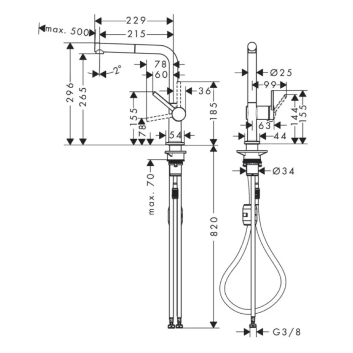 Hansgrohe смеситель для кухни, Talis M54, хром арт. 72845000