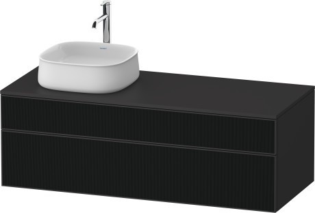 Duravit тумба подвесная с вырезом под раковину слева 550 мм х 1300 мм х 442 мм, zencha, ze4822l63800000 цвет: чёрное стекло/графит суперматовый