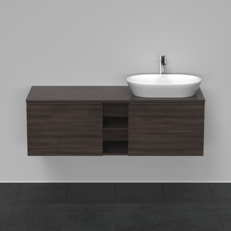 Duravit тумба подвесная под раковину справа 1400 мм х 550 мм и открытой полкой, d-neo, de4950r5353 цвет: каштан темный