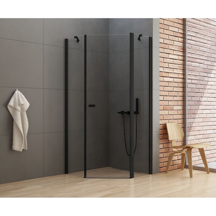 Душевое ограждение 90x90x195, New trendy New soleo black, черный арт. K-0613