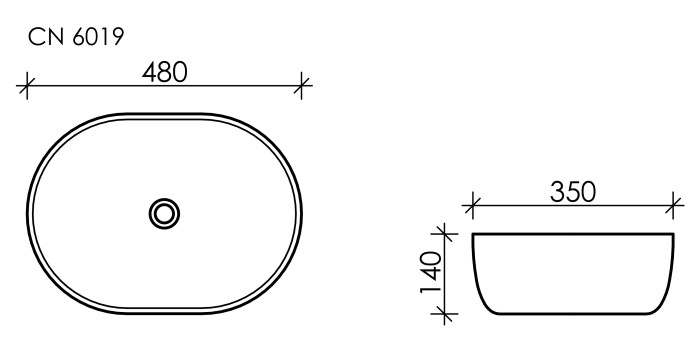 Ceramicanova раковина накладная element, cn6019 цвет: белый