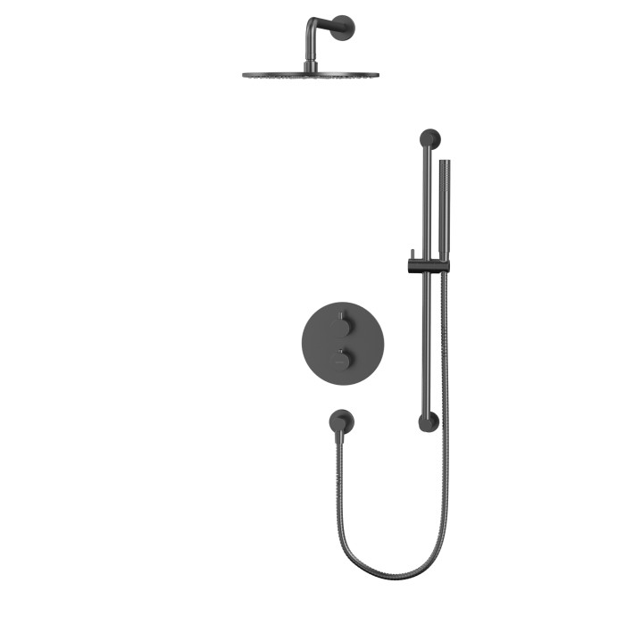 Термостатическая душевая система скрытого монтажа, Whitecross Y gunmetal, оружейная сталь арт. YSET09GM