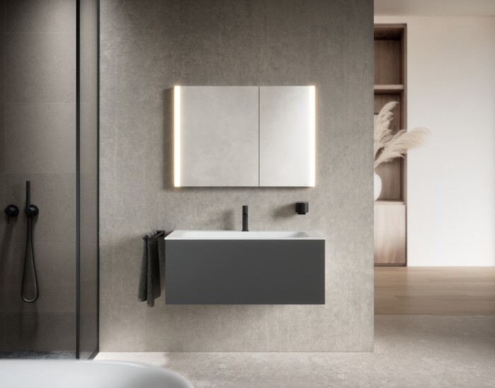 Keuco шкаф с подсветкой для встраиваемого монтажа 115 мм х 800 мм х 710 мм, с 2 поворотными ассиметричными дверцами, somaris, дуб светлый арт. 14512 852200