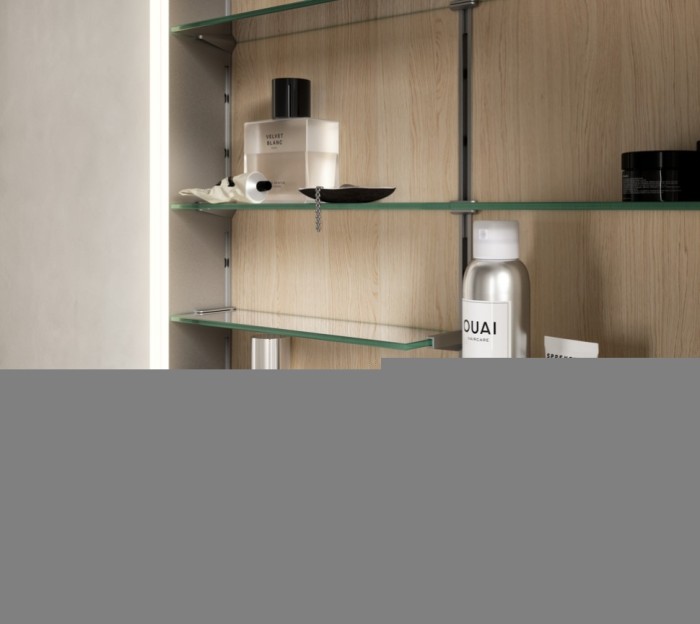 Keuco шкаф с подсветкой для встраиваемого монтажа 115 мм х 800 мм х 710 мм, с 2 поворотными ассиметричными дверцами, somaris, дуб светлый арт. 14512 852200