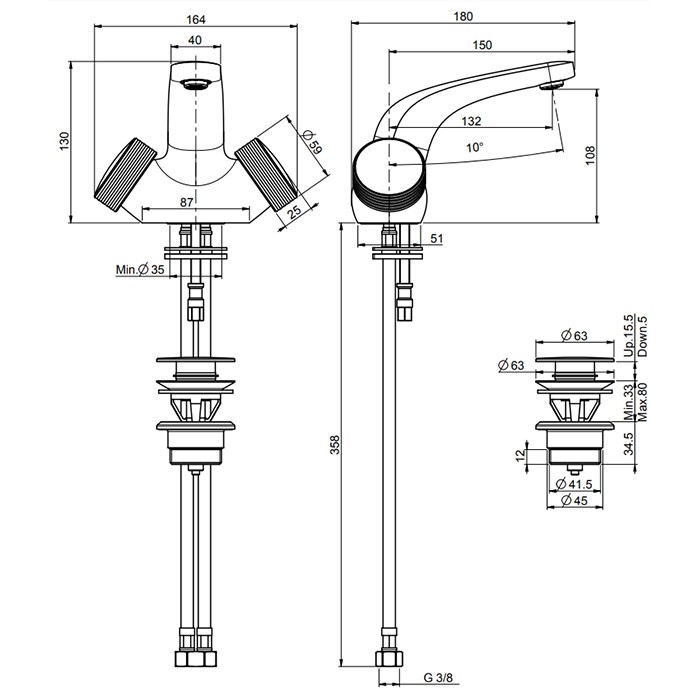 Fima Carlo Frattini смеситель для раковины, на 1 отв., с донным клапаном, texture collection, золото арт. f5621hor
