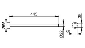 Keuco держатель для полотенца одинарный 450 мм, plan, черный матовый арт. 14920 370000