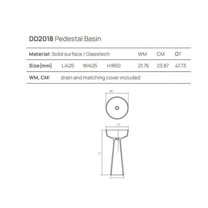 Раковина напольная d425хh850 мм, Dea Pedestal Basin, brown copper арт. DD2018 425 R9