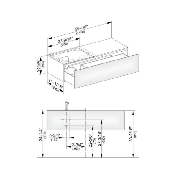 Keuco тумба подвесная под раковину слева с одним выдвижным фронтом, edition 11, черный арт. 31165 570000