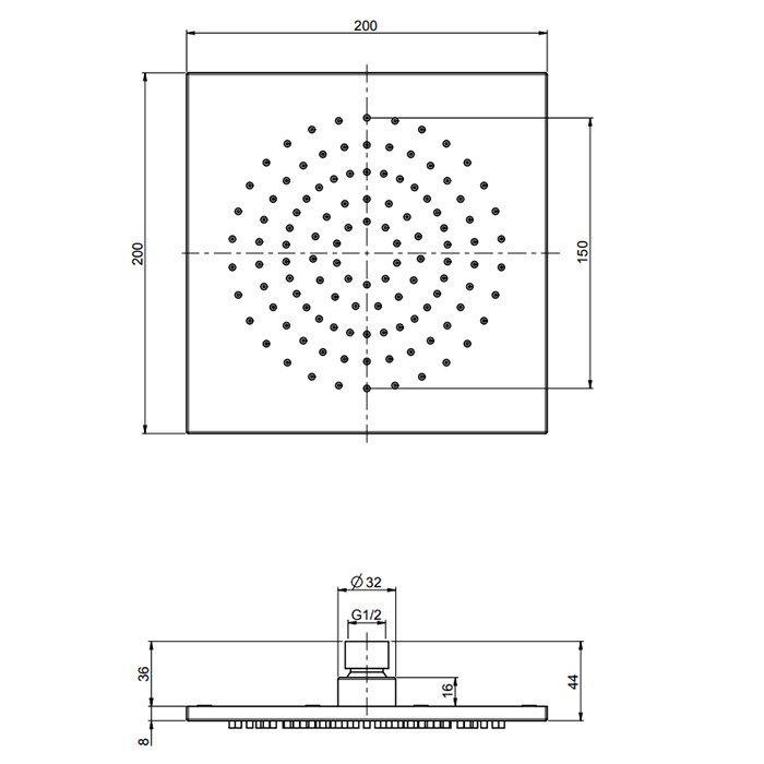 Fima Carlo Frattini верхний душ 200x200 мм., квадратный spillo steel, нержавеющая сталь арт. f2949/2inox
