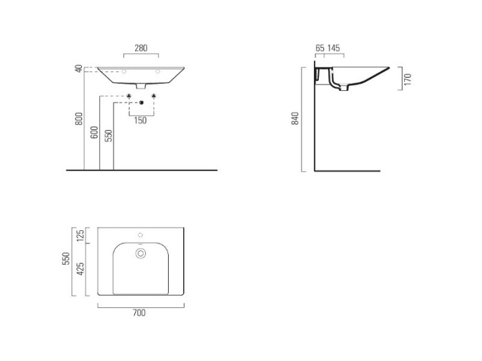 GSI Подвесная раковина 55х70х17 см, extraglaze antibacterial, санфаянс, Community - 7633011