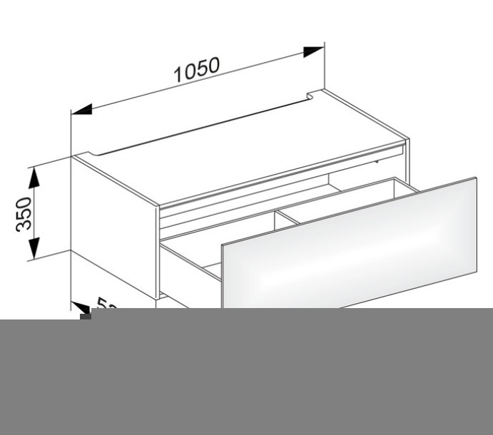 Keuco модуль нижнего шкафа для встройки снизу, с одним выдвижным ящиком, с внутренней светодиодной подсветкой, edition 11, трюфель арт. 31312 370100