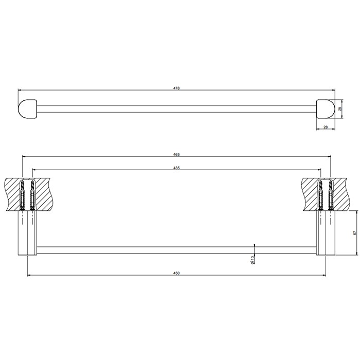 Gessi Полотенцедержатель, 45 см, подвесной, Rilievo, 59400#299 цвет: nero xl