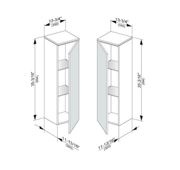 Keuco шкаф средний подвесной петли справа, edition 400, белый арт. 31720 380002