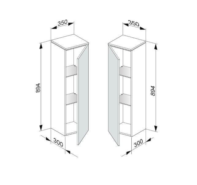 Keuco шкаф средний подвесной петли справа, edition 400, белый арт. 31720 380002