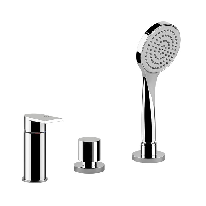 Gessi Смеситель для ванны, на 3 отв., наполнение через слив-перелив, лейка, Emporio Via manzoni, 38643#031 цвет: хром